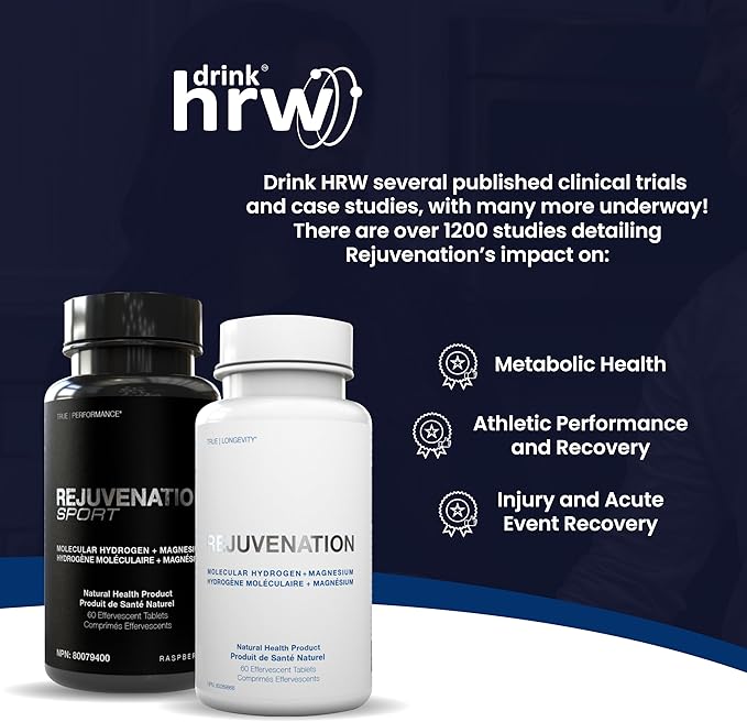 Rejuvenation Molecular Hydrogen Tablets with Magnesium: Highest Dose and Concentration, Supports Gut, Liver, Brain, Cardiovascular, Mitochondrial Health - Unflavored