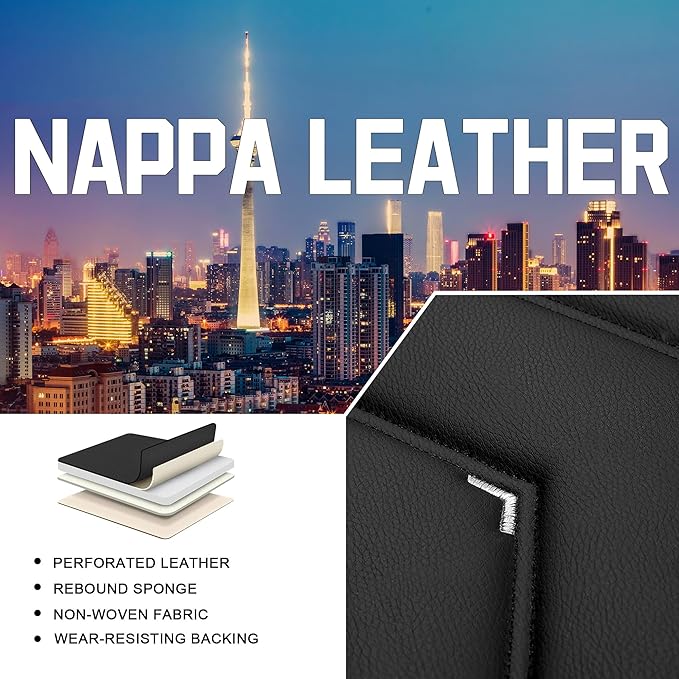 CTDS Car Seat Covers for Honda Civic 2000-2026, Stylish Sport Seat Cover, Premium Nappa Leather Car Seat Cover. Automobile Seat Covers Sets.(Standard 5 Seats/Black White)