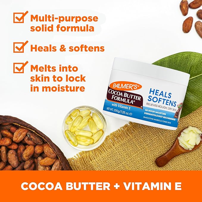 Palmer's Cocoa Butter Formula Daily Skin Therapy Solid Lotion with Vitamin E, Body Moisturizer for Extremely Dry Skin, Softens and Soothes, 7.25 Ounces, (Pack of 1)
