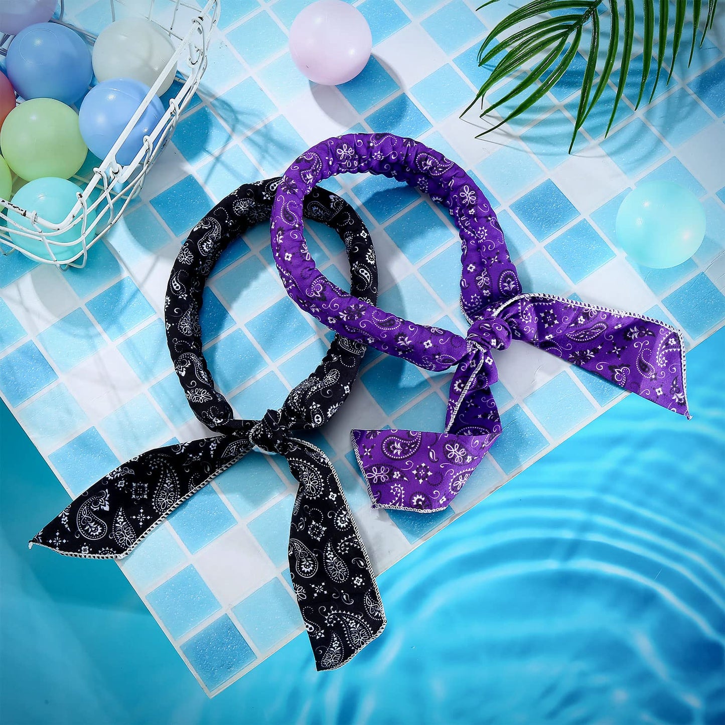 Coume 6 Pack Cooling Neck Wraps Cooler Ice Wrap Scarf Bandanas for Hot Weather Summer Women Men Walking Riding Outdoor(Retro Color)