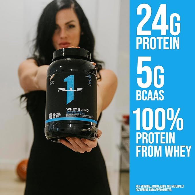 Rule One Proteins, R1 Whey Blend - 24g Fast-Acting Whey Protein Concentrates, Isolates, and Hydrolysates Per Serving, with Naturally Occurring EAAs and BCAAs (2 Pounds*, Fruity Cereal)