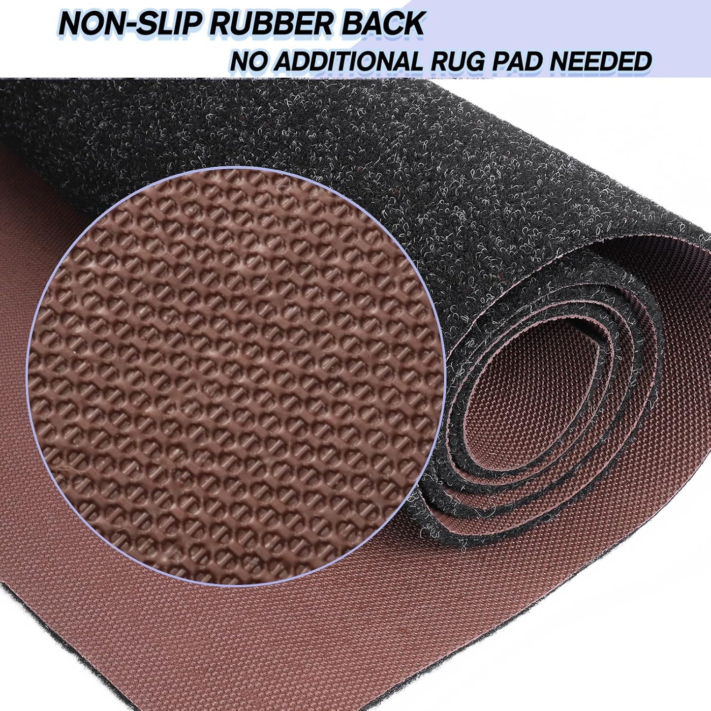 Custom Size Backed Non-Slip Area Rugs Runner, Easy Clean, Waterproof Runner Rugs for Hallway Entryway, Kitchen, Laundry, 2FT x 15FT, Black