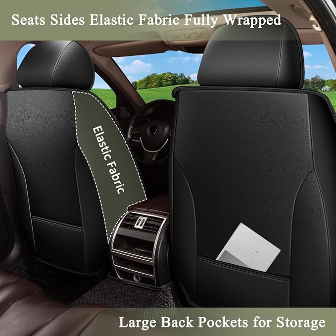 Front Car Seat Covers Fit for Subaru Crosstrek 2016-2024 2025 2026: Perforated Breathable Leather Car Seat Protector Airbag Compatible(2 Seats,Black&Grey)