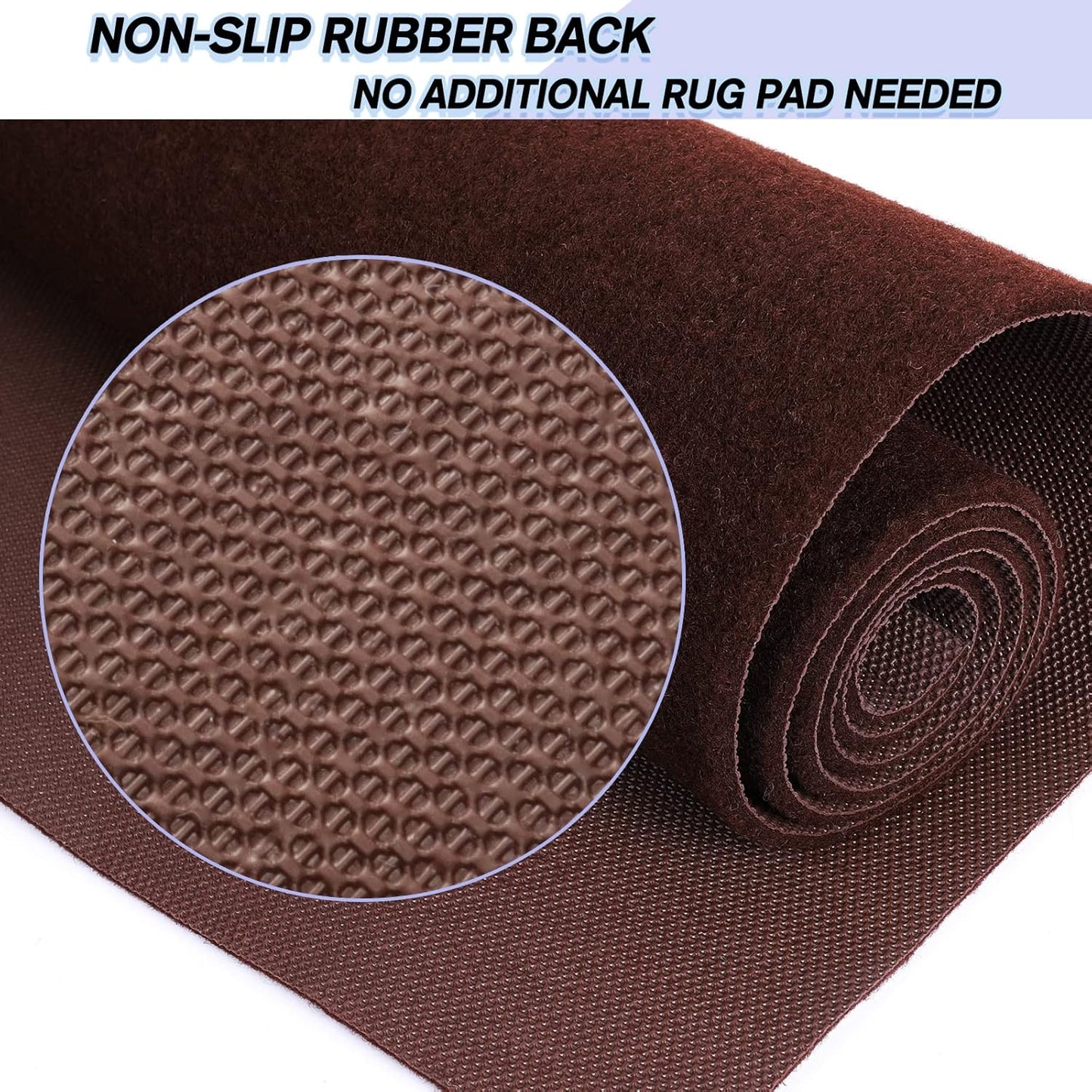 Custom Size Backed Non-Slip Area Rugs Runner, Easy Clean, Waterproof Runner Rugs for Hallway Entryway, Kitchen, Laundry, 4FT x 24FT, Brown