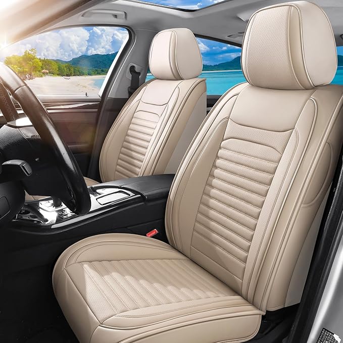 Front Seat Covers Fit for Toyota Venza 2009-2026, Car Seat Covers Front Seats, Breathable Faux Leather Automotive Seat Covers Front Pair Anti-Slip Seat Cover(Beige, Front)