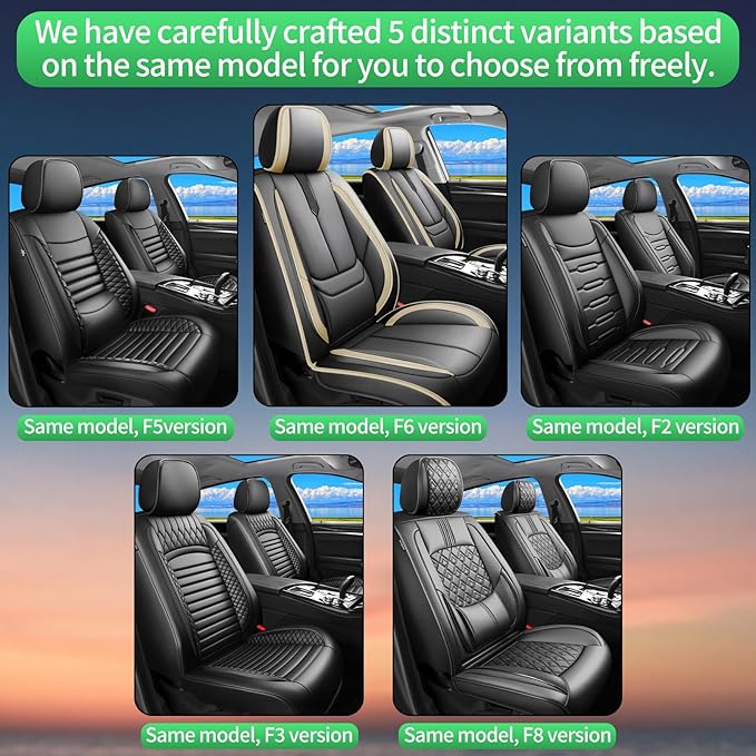 Fit Palisade Car Seat Covers for Hyundai Palisade 2000-2025 2026 -Upgraded Premium Waterproof & Breathable Leather,Airbag Compatible,All-Weather Seat Cushion Protector,Full Set,Black-Beige