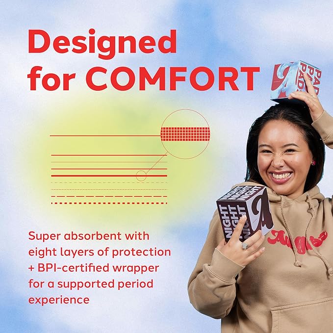 August Menstrual Organic Cover Pads for Women, Super Absorbency, 16 HSA FSA Eligible Organic Cotton Super Pads, Compostable Wrappers, Fragrance Free, Organic Sanitary Napkins with Wings