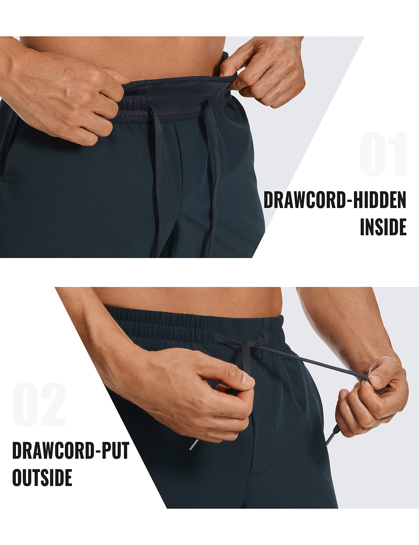 CRZ YOGA Men's Linerless Workout Shorts - 5'' Lightweight Quick Dry for Running Sports Athletic Gym with Pockets True Navy Large