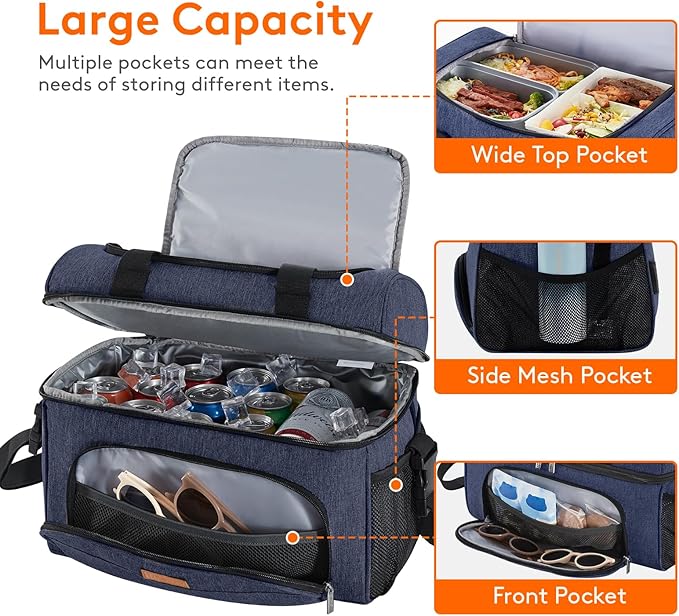 Lifewit Insulated Cooler Bag, 32/48 Can Large Leakproof Beach Cooler, Lightweight Portable Double Layer Soft-Sided Travel Ice Chest for Camping, Kayaking, Road Trips, Grocery Shopping