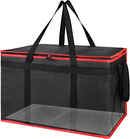 Bodaon Insulated Food Delivery Bag With Hard Bottom, XXXL Pizza Cooler Bags, Rideshare Delivery Bag, Grocery Shopping and Catering Thermal Cold/Hot Styrofoam Carrier for Travel/Car