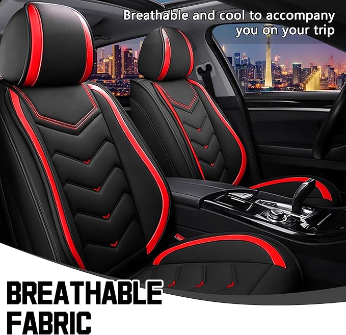 CTDS Car Seat Covers for Honda Civic 2000-2026, Stylish Sport Seat Cover, Premium Nappa Leather Car Seat Cover. Automobile Seat Covers Sets.(Standard 2 Seats/Black Red)