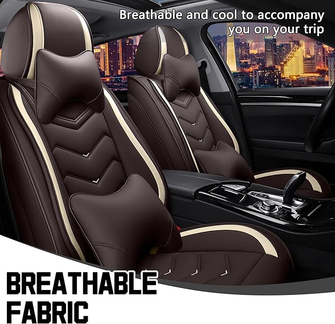 CTDS Car Seat Covers for Nissan Sentra 2000-2026, Stylish Sport Seat Cover, Premium Nappa Leather Car Seat Cover. Automobile Seat Covers Sets.(Luxury 2 Seats/Coffee Color)