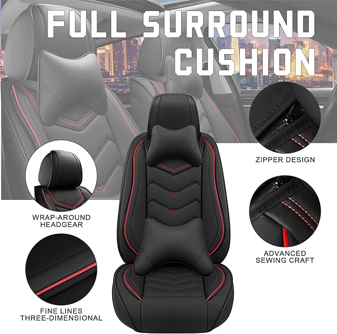 CTDS Car Seat Covers for Chevy Trax 2015-2026, Stylish Sport Seat Cover, Premium Nappa Leather Car Seat Cover. Automobile Seat Covers Sets.(Luxury 2 Seats/Black)