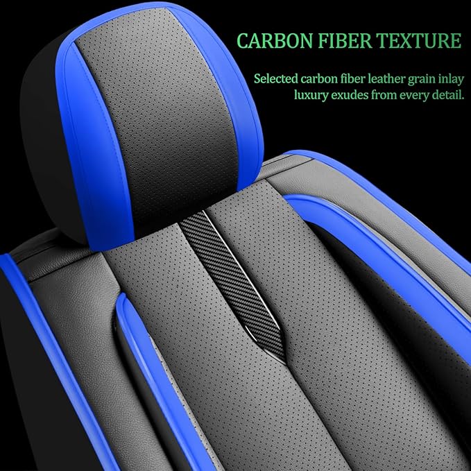 Fit Santa Cruz Car Seat Covers for Hyundai Santa Cruz 2022-2025 2026-Upgraded Premium Waterproof & Breathable Leather,Airbag Compatible,All-Weather Seat Cushion Protector,Full Set,Black-Blue