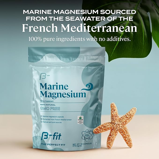 Marine Magnesium - 90 Capsules - 3-Month Supply - High Bioavailability Magnesium Supplement - No Additives & Gluten Free - Good Absorption - Simag Certified