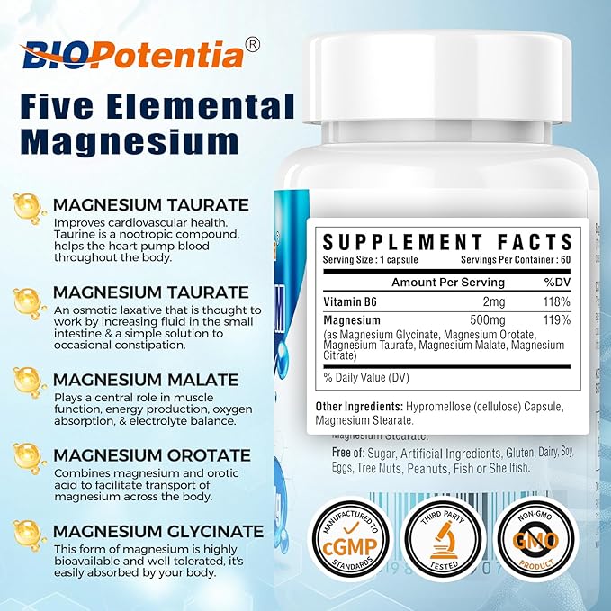 Magnesium Breakthrough Supplement - Has 5 Forms of Magnesium: Glycinate, Orotate,Taurate,Malate, Citrate- Support Sleep, Heart Health, Muscles, and Metabolism (60 Capsules (Pack of 1))