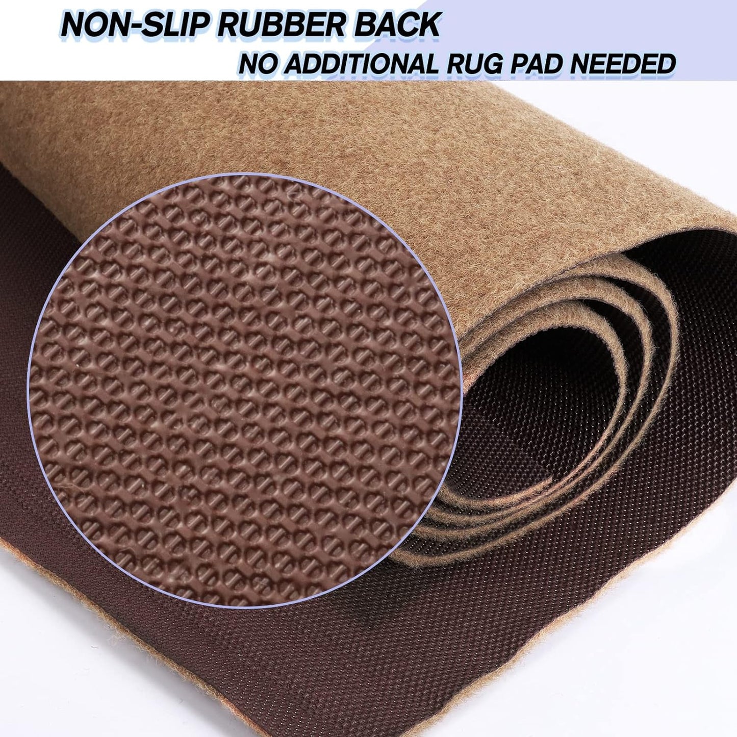 Custom Size Backed Non-Slip Area Rugs Runner, Easy Clean, Waterproof Runner Rugs for Hallway Entryway, Kitchen, Laundry, 4FT x 26FT, Beige