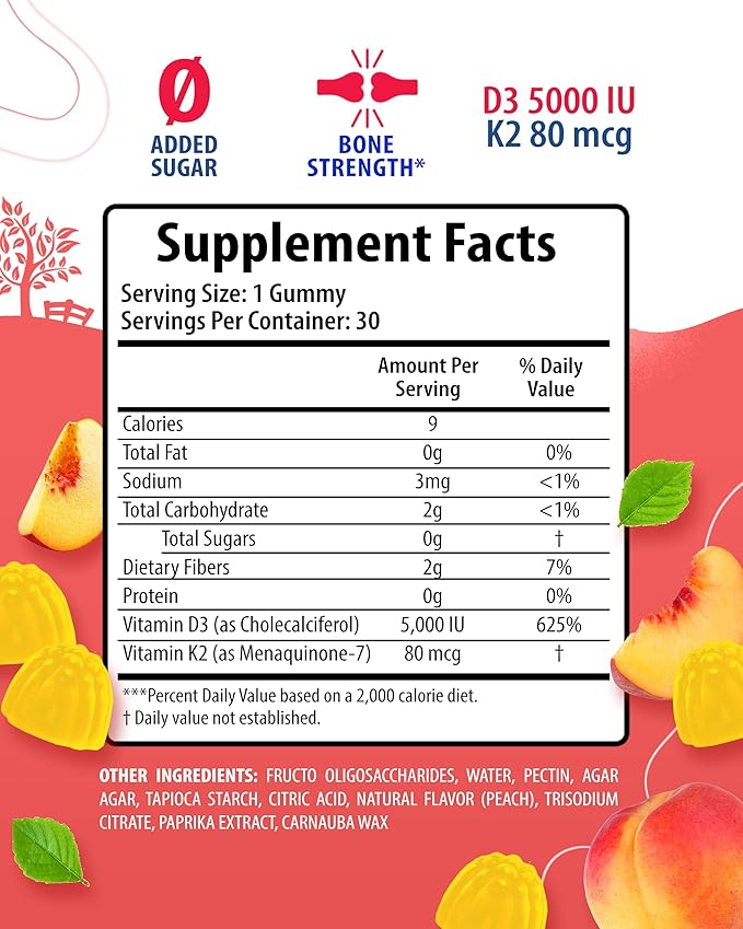 SUNNY SAM Magnesium Gummies for Kids and Vitamin D3 K2 Gummies 5000 IU.