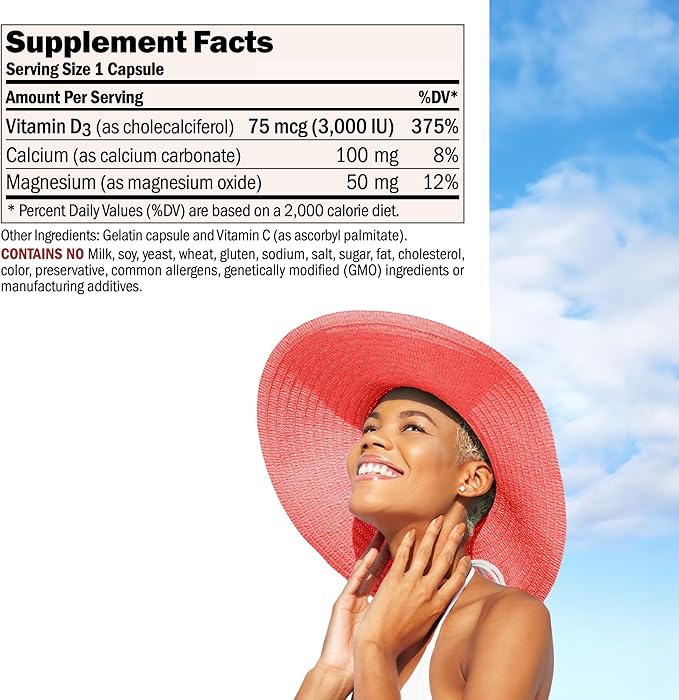 ANDREW LESSMAN Vitamin D3 3000 IU 360 Capsules - High Potency, Essential for Calcium Absorption, Supports Bone Health, Healthy Muscle Function, Immune System, More. Small Easy to Swallow Capsules