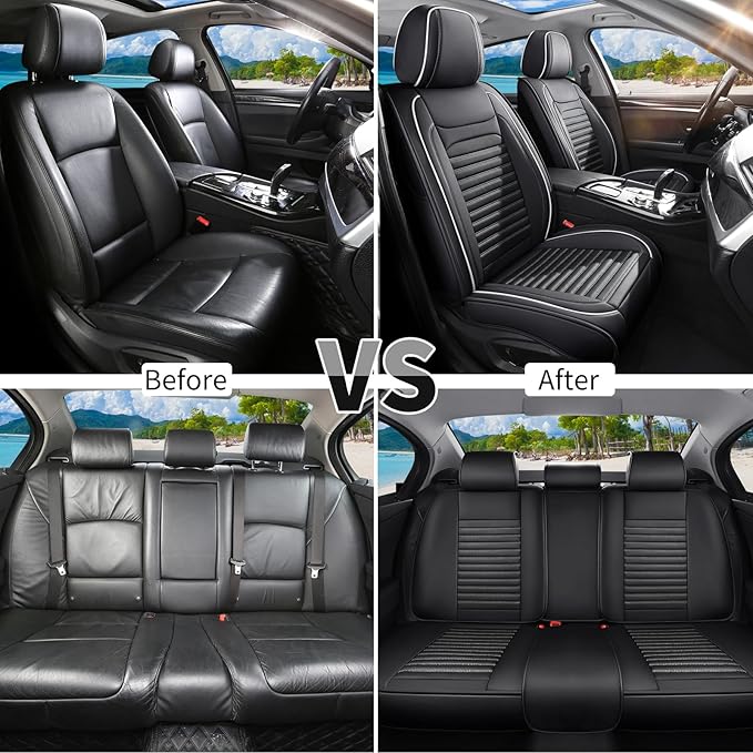 Car Seat Covers Full Set Fit for Toyota Corolla Cross 2021-2025,2026, Premium Faux Leather Car Seat Protector, Breathable, Anti-Slip, Comfortable & Durable (Black&White,Full Set)
