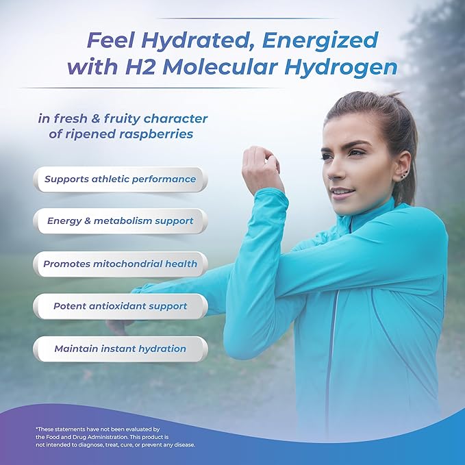 H2 Molecular Hydrogen Water Tablets with effervescent Technology for Healthy Hydration, Optimal Energy, and Metabolism Support; 8 PPM. (60, Raspberry)