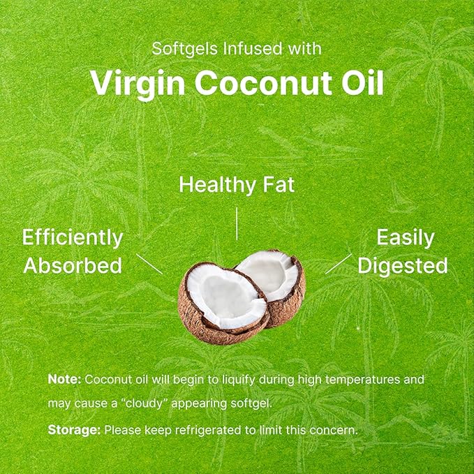 Vitamin K2 MK-7, Infused with Virgin Coconut Oil Softgels | Premium Menaquinone-7 Form, Easily Absorbed Vitamin K Supplement – Bone, Joint, & Immune Support – Non-GMO