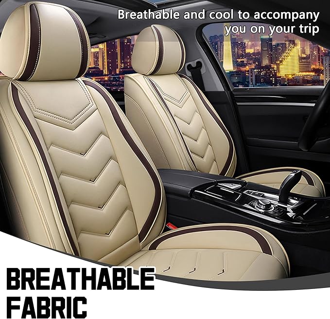 CTDS Car Seat Covers for Honda Civic 2000-2026, Stylish Sport Seat Cover, Premium Nappa Leather Car Seat Cover. Automobile Seat Covers Sets.(Standard 2 Seats/Beige)