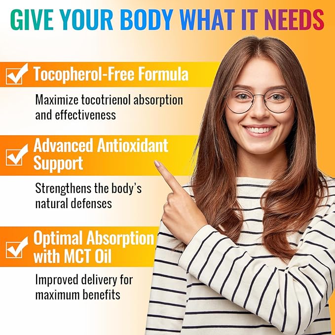 Full Spectrum of Tocotrienols Supplement 1200mg- Tocotrienol Vitamin E Liquid,Tocopherol-Free - Superior Antioxidant Blend - Higher Absorption - 2 fl oz,30 Servings