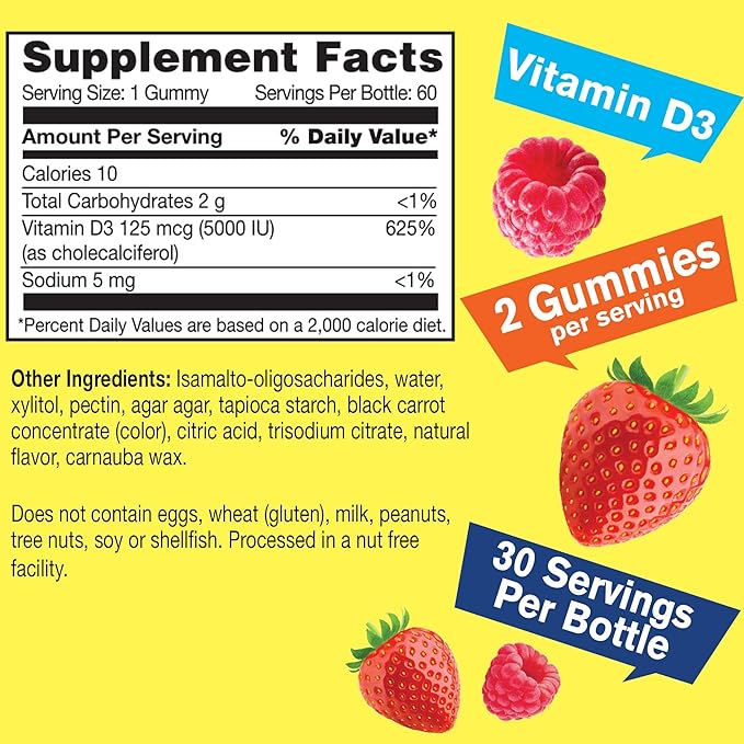 Magnesium Citrate 250mg + Vitamin D3 5,000 IU Sugar Free, Gummies Bundle - Great Tasting, Vitamin Supplement, Gluten Free, GMO Free, Chewable Gummy