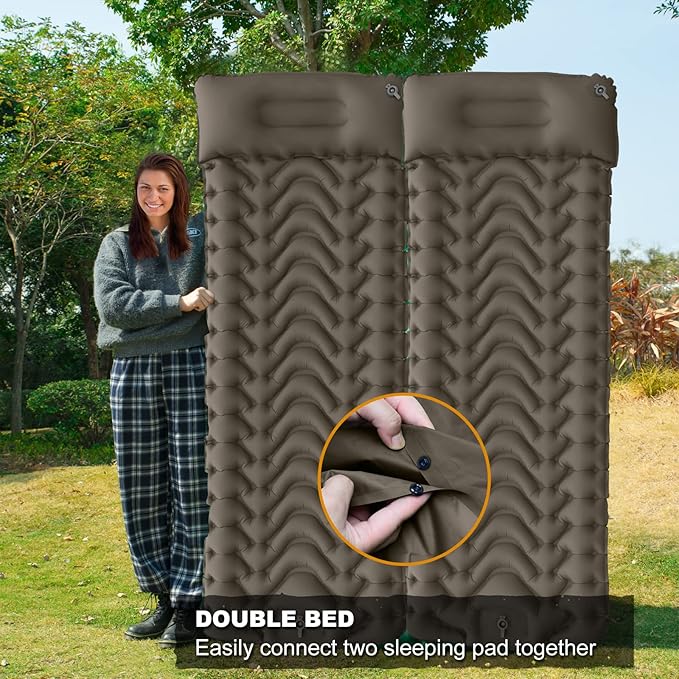 MEETPEAK Camping Pad, Foot Press Inflatable Sleeping Pad Extra Thick Lightweight Camping Sleeping Mat Ultralight Compact Waterproof Air Mattress for Outdoor Hiking Hammock Backpacking Sleeping Bag