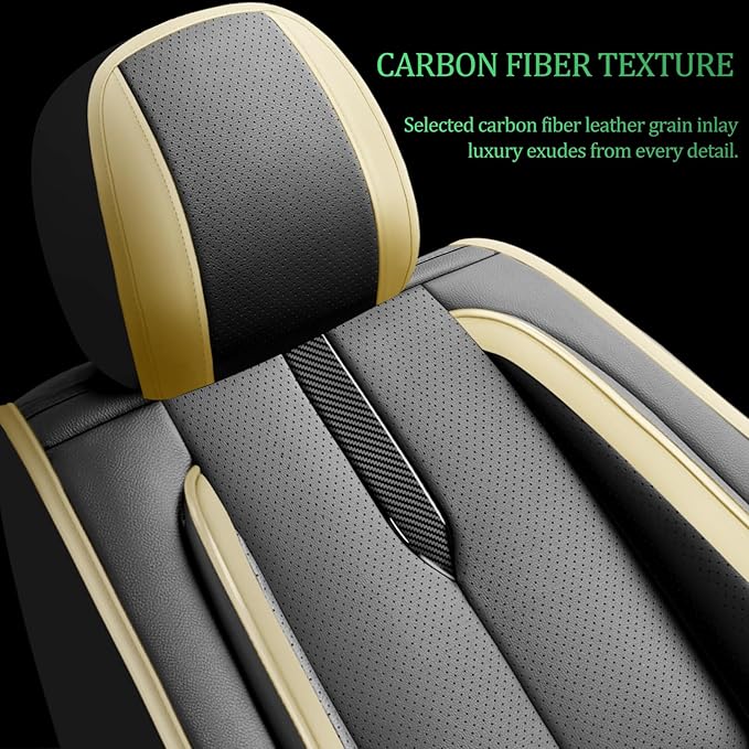 Fit Santa Cruz Car Seat Covers for Hyundai Santa Cruz 2022-2025 2026-Upgraded Premium Waterproof & Breathable Leather,Airbag Compatible,All-Weather Seat Cushion Protector,2 Front/Black-Beige