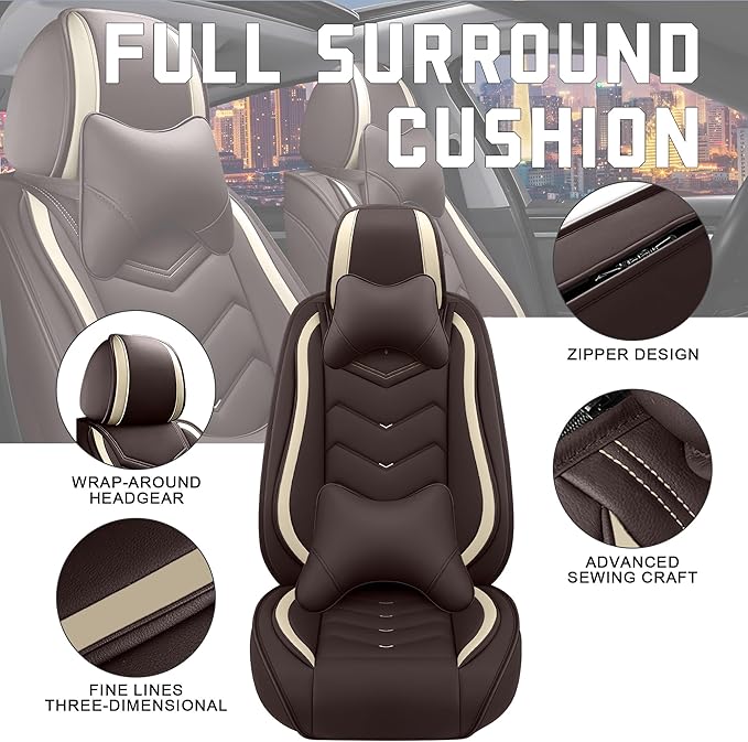 CTDS Car Seat Covers for Toyota RAV4 2000-2026, Stylish Sport Seat Cover, Premium Nappa Leather Car Seat Cover. Automobile Seat Covers Sets.(Luxury 5 Seats/Coffee Color)