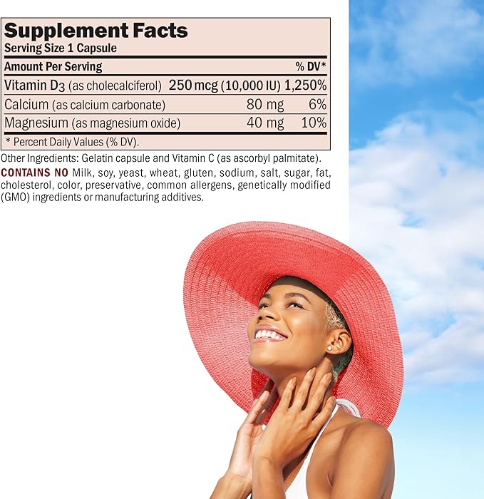 ANDREW LESSMAN Vitamin D3 10,000 IU 180 Capsules - High Potency, Essential for Calcium Absorption, Supports Bone Health, Healthy Muscle Function, Immune System, More. Small Easy to Swallow Capsules