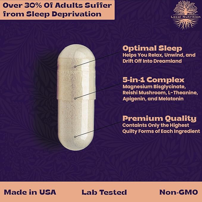 Natural Sleep Aid Magnesium Complex Bundle - Premium Sleep Support Supplement and Magnesium Supplement - One Month Supply, Made in The USA
