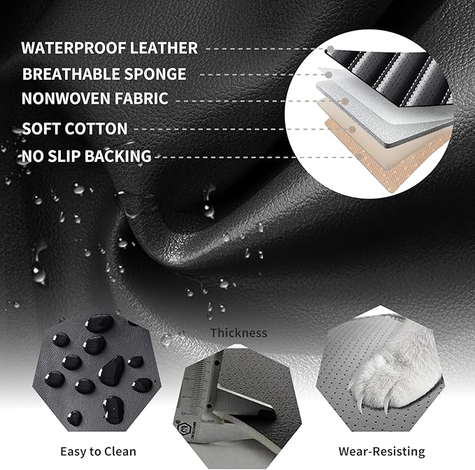 Car Seat Covers Full Set Fit for Toyota Camry 2001-2026, Premium Faux Leather Car Seat Protector, Breathable, Anti-Slip, Comfortable & Durable (Black&White,Full Set)