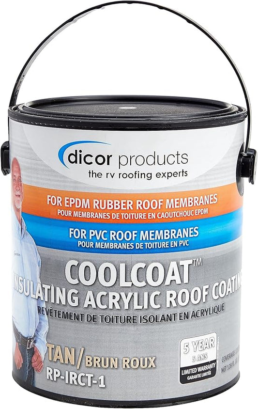 Dicor RP-IRCT-1 CoolCoat Insulating EPDM Roof Coating - Tan, 1 Gallon Can