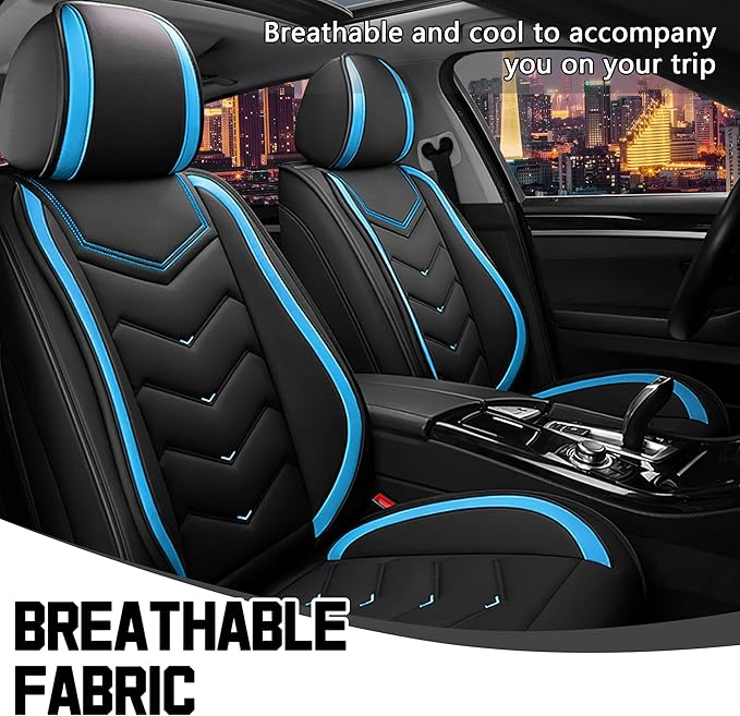 CTDS Car Seat Covers for Nissan Sentra 2000-2026, Stylish Sport Seat Cover, Premium Nappa Leather Car Seat Cover. Automobile Seat Covers Sets.(Standard 2 Seats/Black Blue)