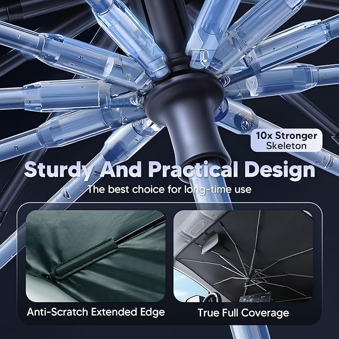 Autorder Windshield Sun Shade Umbrella for 2014-2019 Kia Soul Accessories,Upgraded Ice Crystal Material,Easy Setup Umbrella Sunshade for Car Windshield,100% Sun Blocking