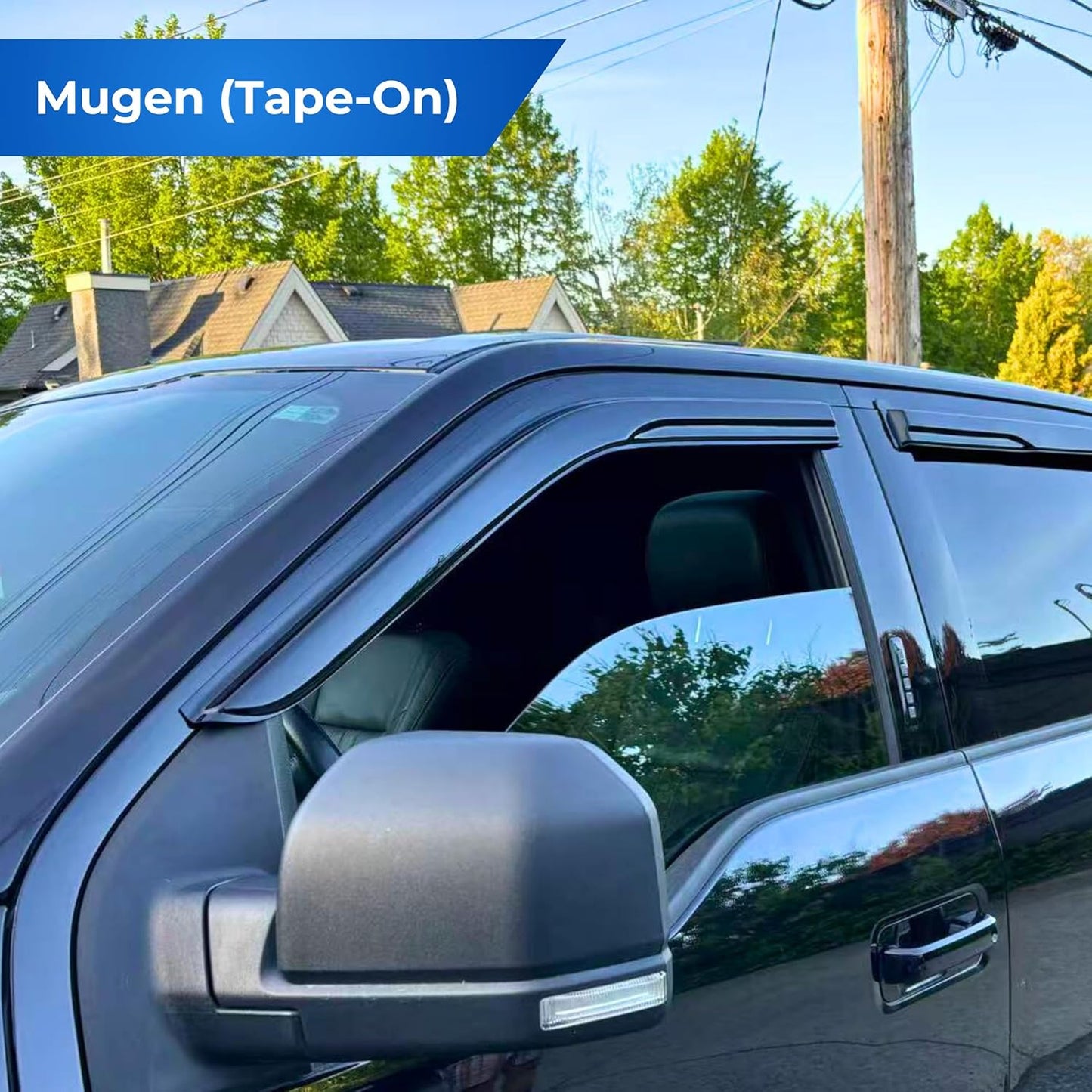 KPY Window Visor Compatible with Nissan Pathfinder 2013-2021, 4PC Rain Guard Side Window Vent Deflectors Tape-On Mugen Style, 2013 2014 2015 2016 2017 2018 2019 2020 2021