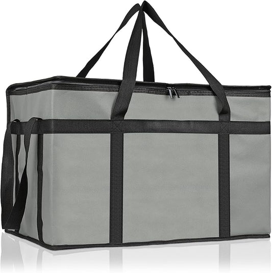 PEASUG Insulated Bags for Food Delivery, XXXL Pizza Delivery Bags, Large Capacity Cooler Bag Keep Food Warm for Grocery Shopping and Catering, Foldable, Heavy-Duty (Black)