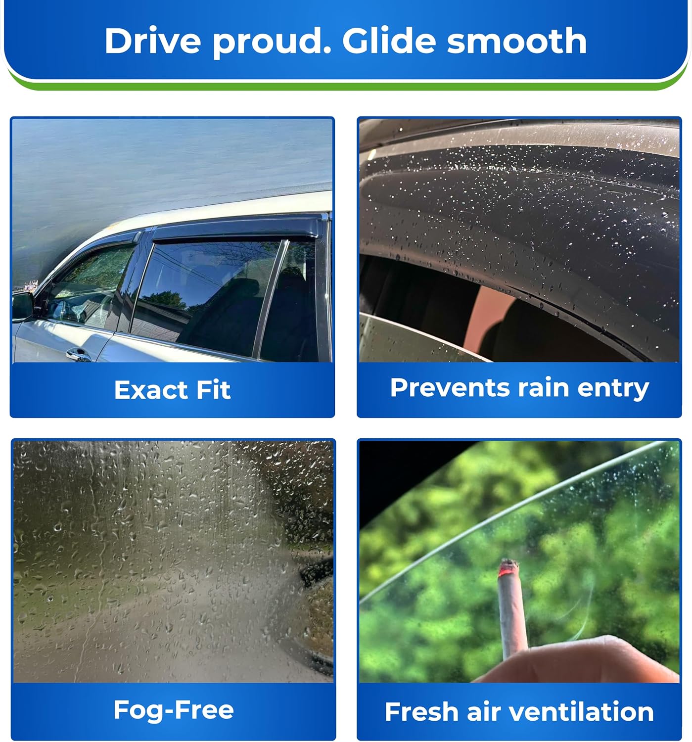 KPY Window Visor Compatible with Toyota Highlander 2020-2025, 4PC Rain Guard Side Window Vent Deflectors Tape-On Style, 2020 2021 2022 2023 2024 2025