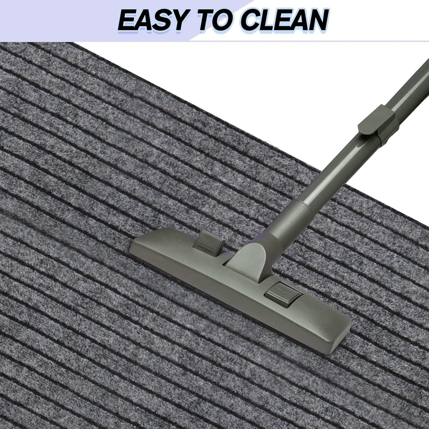 Custom Size Backed Non-Slip Area Rugs Runner, Easy Clean, Waterproof Runner Rugs for Hallway Entryway, Kitchen, Laundry, 2FT x 77FT, Gray Stripe
