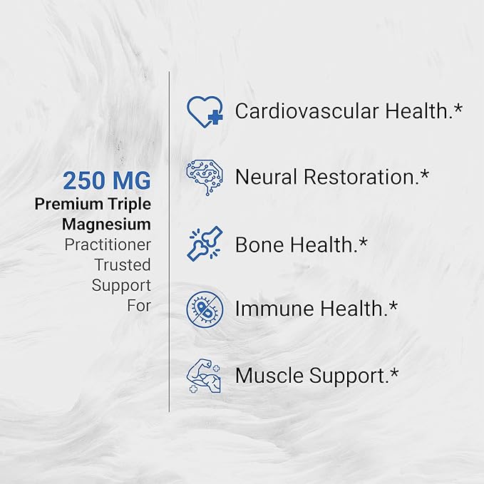 Triple Magnesium Complex | Vegan Magnesium Glycinate, Citrate & Oxide 250mg | Easily Absorbed Magnesium Supplement for Stress, Muscle, Heart, Bone Support | 60 Veggie Softgels