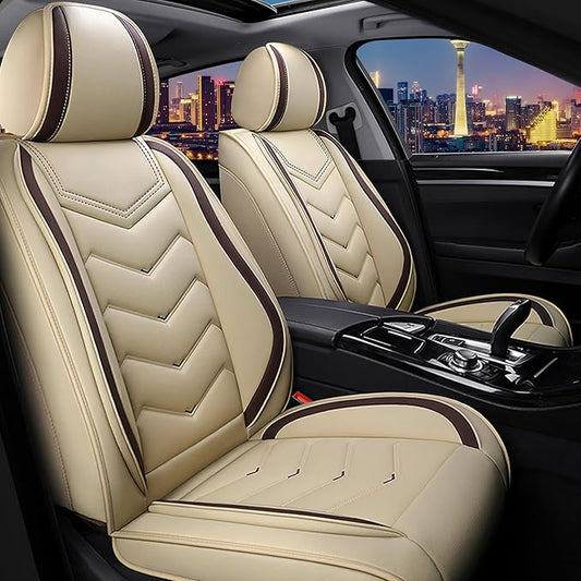 CTDS Car Seat Covers for Toyota RAV4 2000-2026, Stylish Sport Seat Cover, Premium Nappa Leather Car Seat Cover. Automobile Seat Covers Sets.(Standard 2 Seats/Beige)