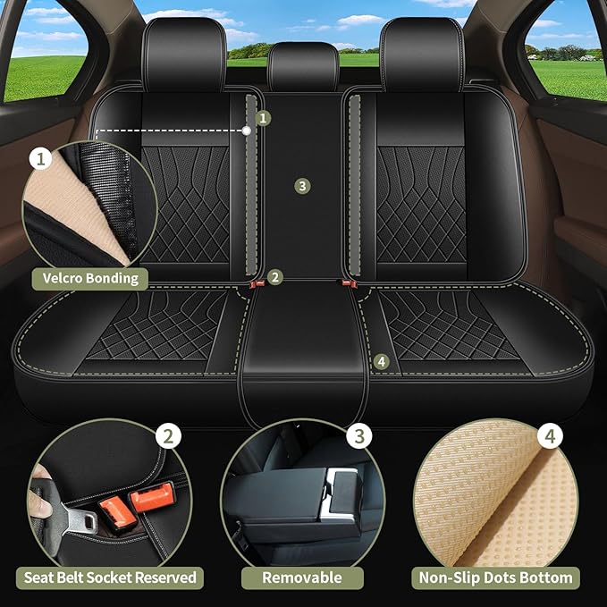 Full Set Car Seat Covers for Acura RDX 2008-2025 2026: Breathable Perforated Leather Seat Cover (Black,5 Seats)