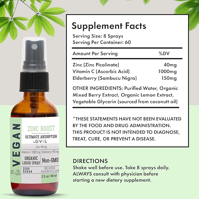 Tri Magnesium Complex - Magnesium Biglycinate, Citrate & Taurate Liquid Spray 300mg w/Raw Vitamin C and Organic ZINC Boost Mist 40mg (Extra Strength) - Sugar Free with VIT C and Elderberry Extract