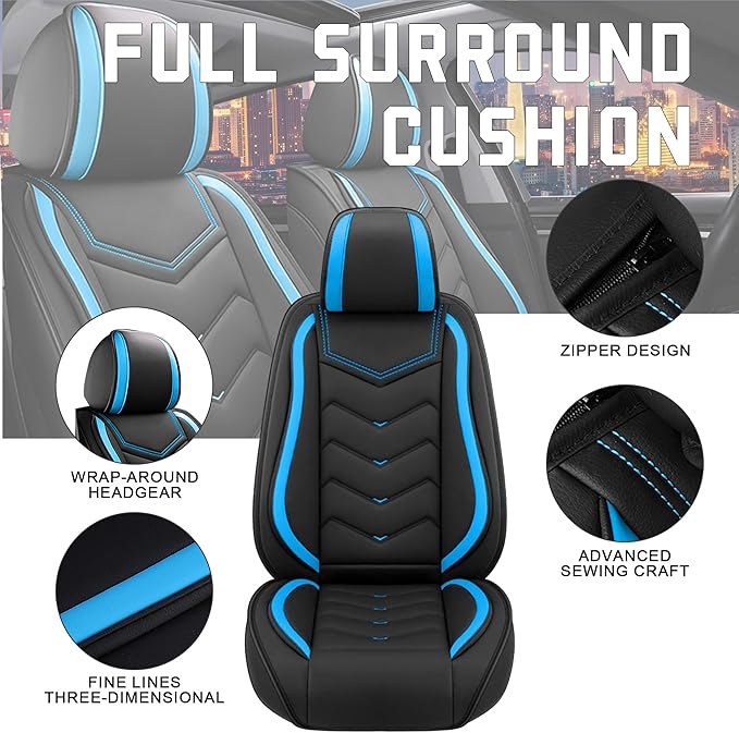CTDS Car Seat Covers for Nissan Sentra 2000-2026, Stylish Sport Seat Cover, Premium Nappa Leather Car Seat Cover. Automobile Seat Covers Sets.(Standard 5 Seats/Black Blue)