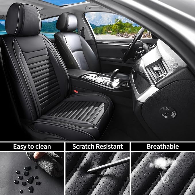 Front Seat Covers Fit for Toyota Corolla Cross 2021-2026, Car Seat Covers Front Seats, Breathable Faux Leather Automotive Seat Covers Front Pair Anti-Slip Seat Cover(Black, Front)