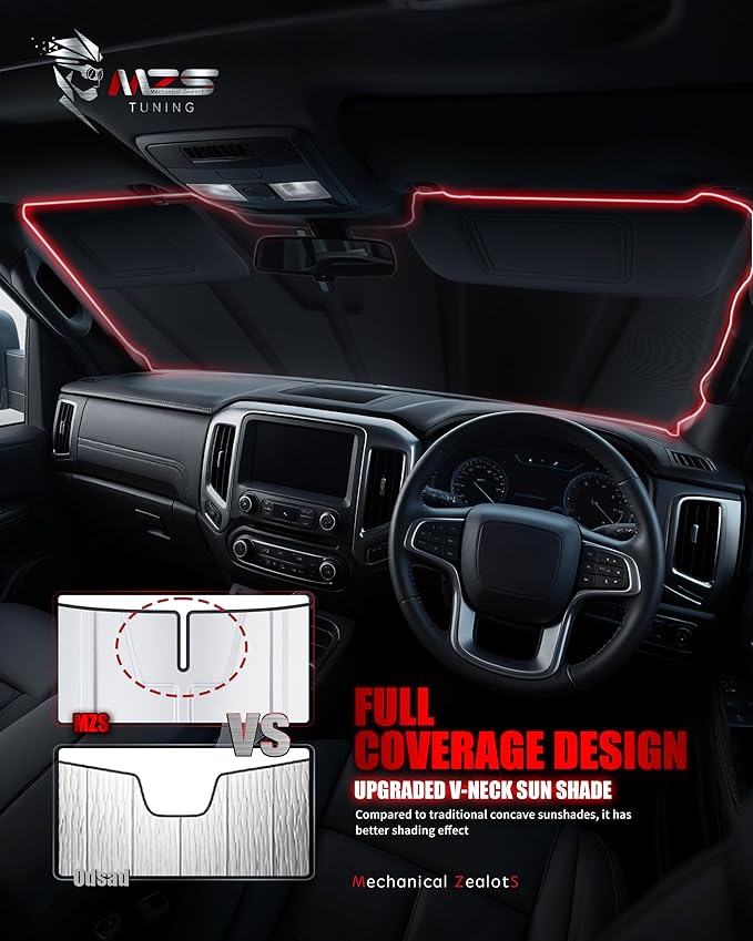 MZS Windshield Sun Shade Compatible with K5 2021-2026, Foldable Car Front Window Sunshade with Storage Pouch, Sedan Sun Visor Shield Accessories for Interior Protector