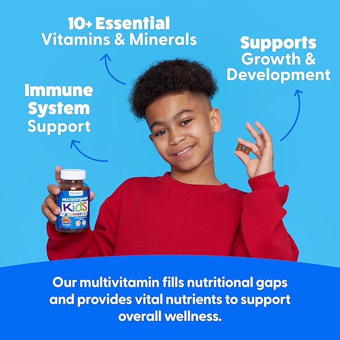 Feel Great Kids Multivitamin Gummies | Citrus & Strawberry Flavored Vitamins for Kids | Multivitamin Gummies with Vitamin D for Bone, Muscle & Immune Support | Chewable Vitamins | 45-Day Supply